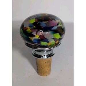 Murano Style Multicolor Glass Wine Stopper Cork Base